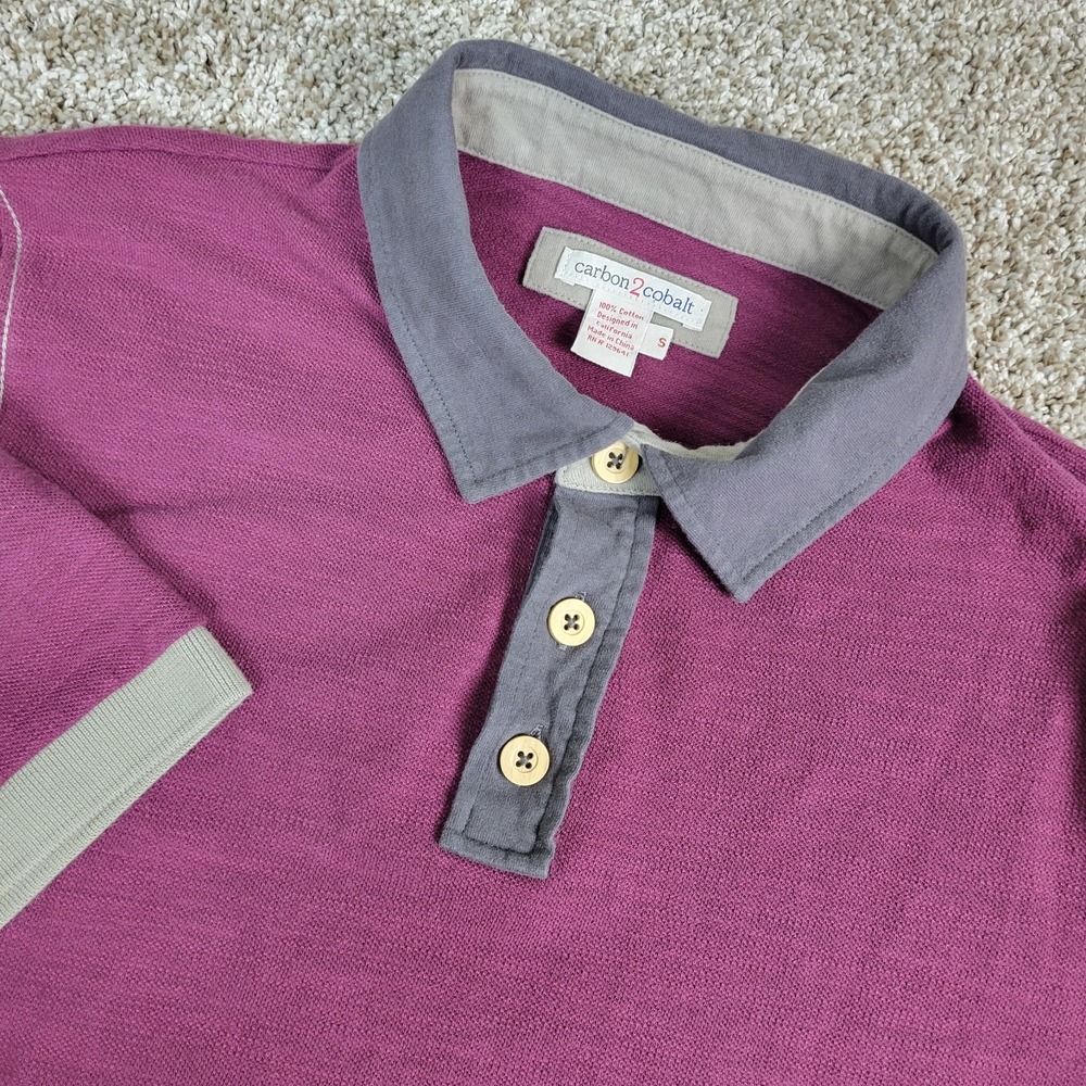 Carbon 2‎ Cobalt Mens Small Maroon Stretch Knit Polo Short Sleeve